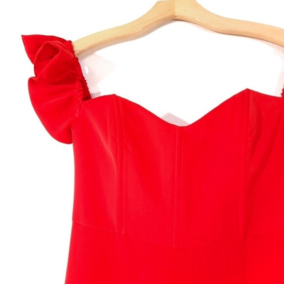 Lovers and Friends Lolita Ruffled Off Shoulder Gown Maxi Dress Fiery Red Small - Picture 4 of 13
